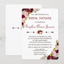 Elegante Burgundy Marsala Floral Fall Chá de panel