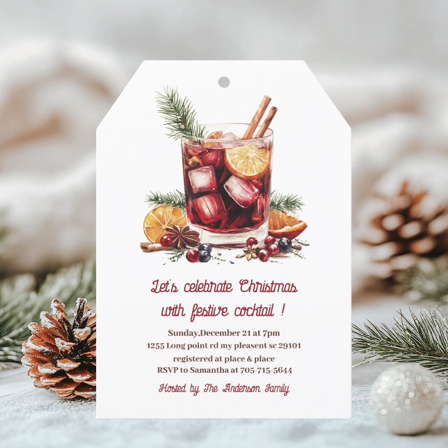Convites Elegante Burgundy Red Christmas Coctail Party (Criador carregado)