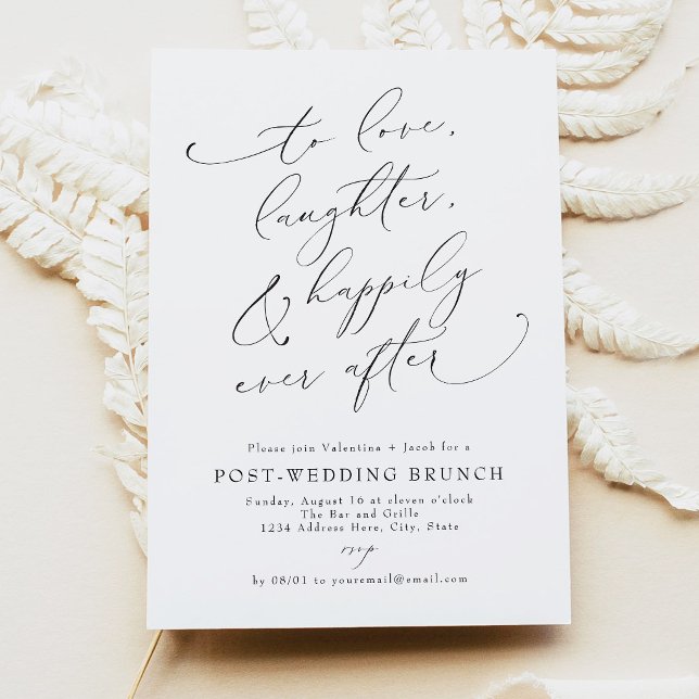Convites Elegante Café da Manhã Pós-Casamento com Tema de L (Love Laughter & Happy Ever After Day-After Post Wedding Brunch Invitation)