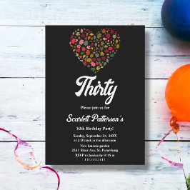 Convites Elegante Cai Deixa Boho Heart aniversário de 30 an