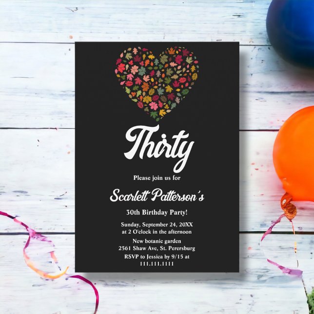 Convites Elegante Cai Deixa Boho Heart aniversário de 30 an (Criador carregado)