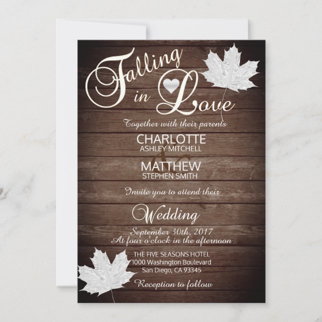 Convites Elegante Caindo no Casamento Russo AMOR (Frente)