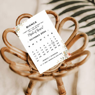 Convites Elegante calendário floral para proposta de madrin