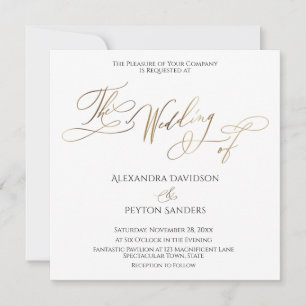 Convites Elegante Caligrafia Dourada "O Casamento de"