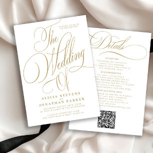 Convites Elegante caligrafia dourada tudo em um casamento b