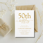 Convites Elegante Caligrafia em Ouro Moderno Aniversário de<br><div class="desc">Este convite de aniversário de 50 anos com caligrafia em ouro moderna e elegante é perfeito para uma festa de aniversário simples e divertida. Fácil de personalizar todo o texto. Feliz Aniversário!</div>