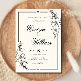 Convites Elegante Caligrafia Floral Moderna Casamento