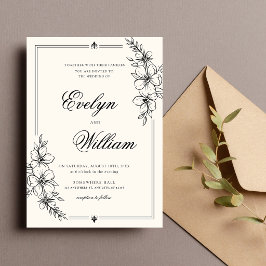 Convites Elegante Caligrafia Floral Moderna Casamento