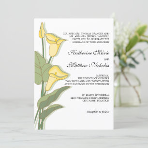 Convites Elegante Calla Lily em Casamento Amarelo
