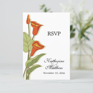 Convites Elegante Calla Lily em placas RSVP Laranja