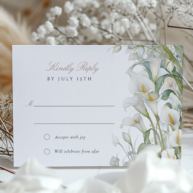Convites Elegante Calla Lily Wedding RSVP Card Pastel (Criador carregado)
