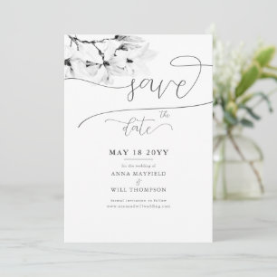 Convites Elegante Calliografia Magnolia Casamento Salva Dat