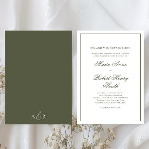 Convites Elegante Calliografia Roteiro Verde