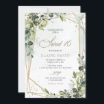 Convites Elegante Calliografia Verde Eucalyptus Sweet 16<br><div class="desc">Caligrafia Elegante Verde Eucalyptus Sweet 16 Convite</div>