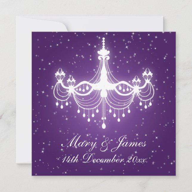 Convites Elegante Candelabro Roxo para Casamento (Frente)