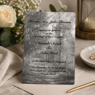 Convites Elegante Casamento ao Ar Livre em Preto e Branco