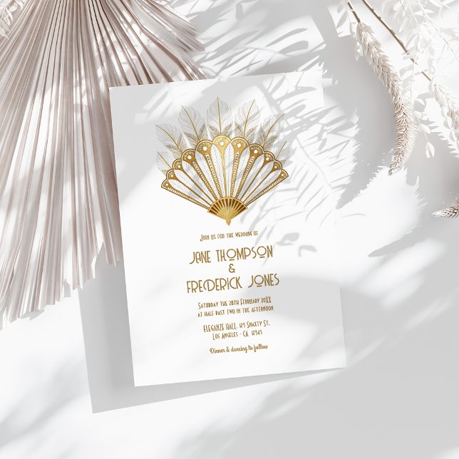 Convites Elegante Casamento Art Déco ao Estilo Gatsby dos A (Elegant 1920s Gatsby Style Art Deco Wedding Invitation)