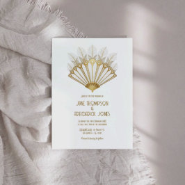 Convites Elegante Casamento Art Déco ao Estilo Gatsby dos A