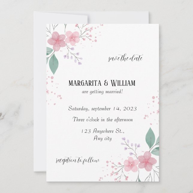Convites Elegante casamento aviso com antecedência (Frente)