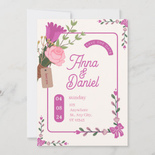 Convites Elegante casamento aviso com antecedência
