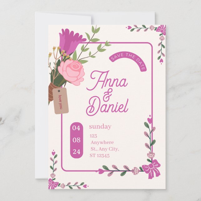Convites Elegante casamento aviso com antecedência (Frente)