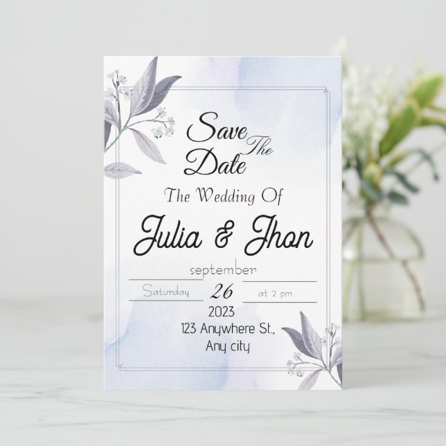 Convites Elegante casamento aviso com antecedência (Em pé/Frente)