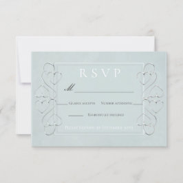 Convites Elegante Casamento Azul Claro Opções de Menu para