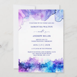Convites Elegante Casamento Azul Real e Roxo
