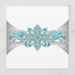 Convites Elegante Casamento Azul Turquesa e Prata
