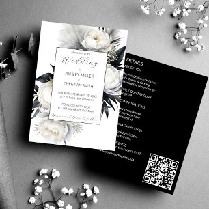 Convites Elegante casamento boho preto e branco tudo em um