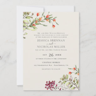 Convites Elegante Casamento Botânico de Prado de Flores Sil