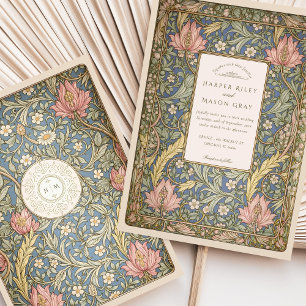 Convites Elegante Casamento Botânico Vintage William Morris