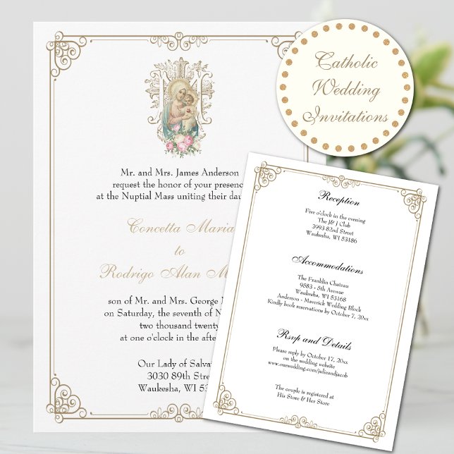 Convites Elegante Casamento Católico Maria & Jesus (Criador carregado)