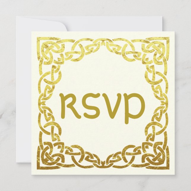 Convites Elegante Casamento Céltico Falso Nó Céltico RSVP D (Frente)