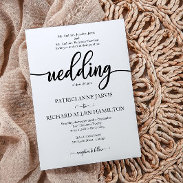 Convites Elegante Casamento Clássico Preto e Branco