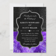 Elegante Casamento com Brilho Preto Prata Roxo