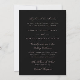 Convites Elegante Casamento com Dramático Cinza Preto Scrip