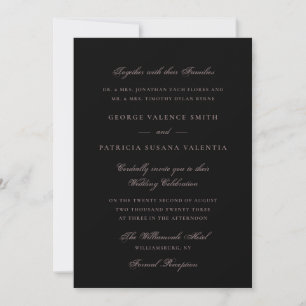 Convites Elegante Casamento com Dramático Cinza Preto Scrip