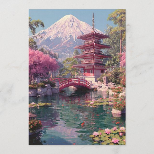 Convites Elegante Casamento com Flor de Cerejeira Japonesa  (Frente)