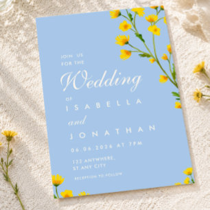 Convites Elegante casamento com flores silvestres azuis e a