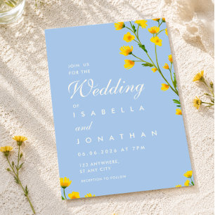 Convites Elegante casamento com flores silvestres azuis e a