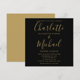 Convites Elegante Casamento com Letra de Assinatura Preta e