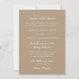 Convites Elegante Casamento com Letra Neutra Bege