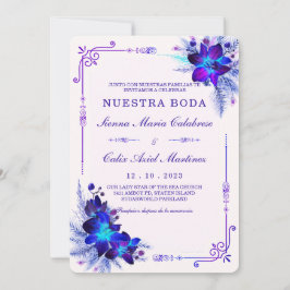 Convites Elegante casamento com orquídeas azuis e roxas