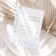 Elegante Casamento de Arte de Linha Floral Azul Fr