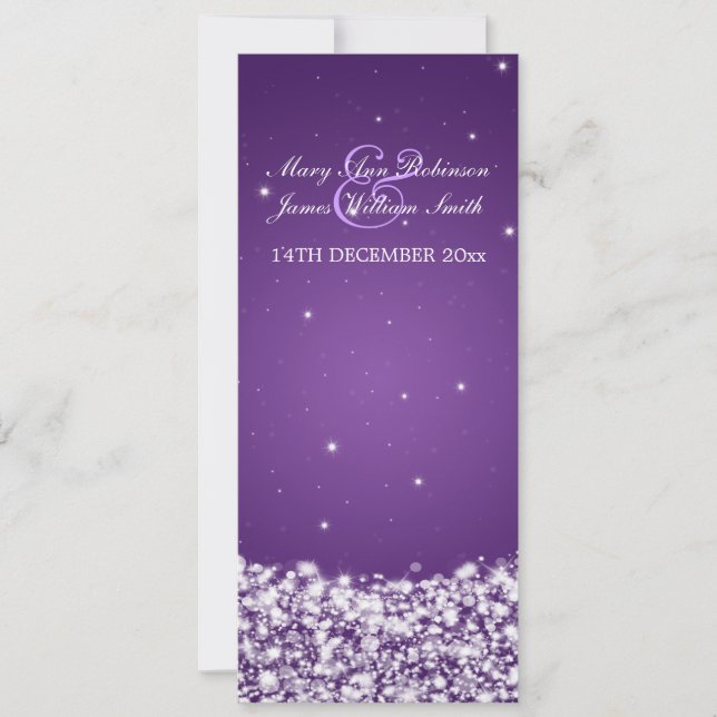Convites Elegante Casamento de Estrela Sparkle Purple (Frente)