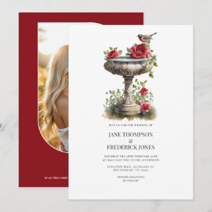 Convites Elegante Casamento de Jardim com Foto e Código QR