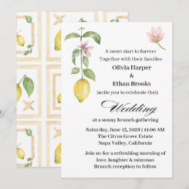 Convites Elegante Casamento de Verão com Flor de Limão Cítr