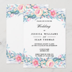 Convites Elegante Casamento Floral Aquarela