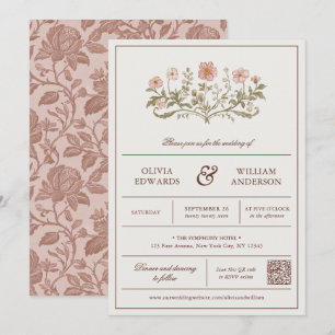 Convites Elegante Casamento Floral Botânico Vintage